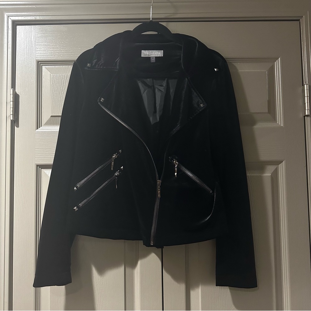Bagatelle black velvet moto jacket